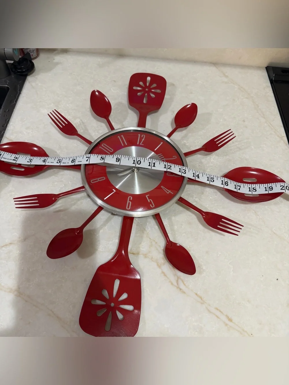 Red Culinary Utensil Wall Clock